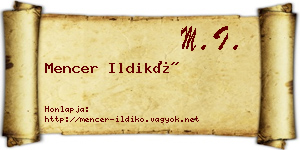 Mencer Ildikó névjegykártya
